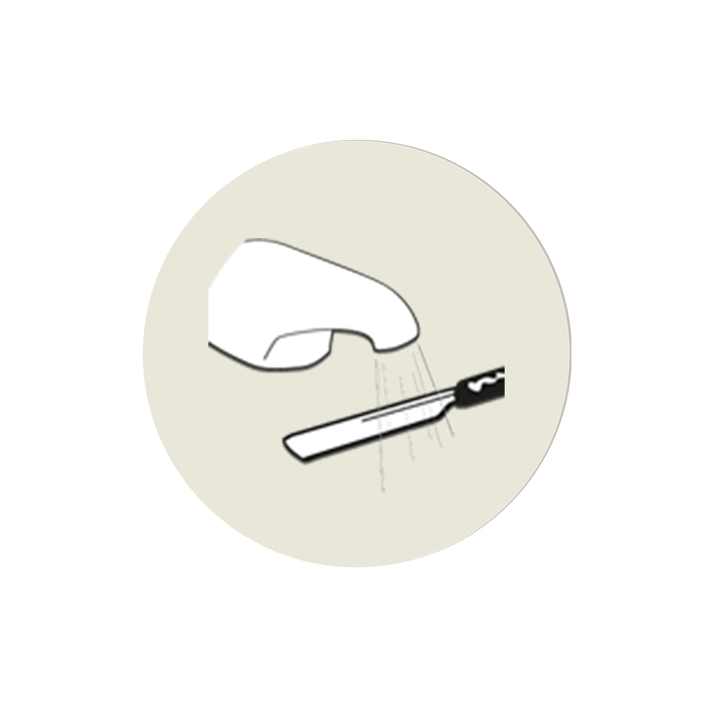 Sixth step keep your razor clean illustration of razor being rinsed under sink in a light brown circle on a white background