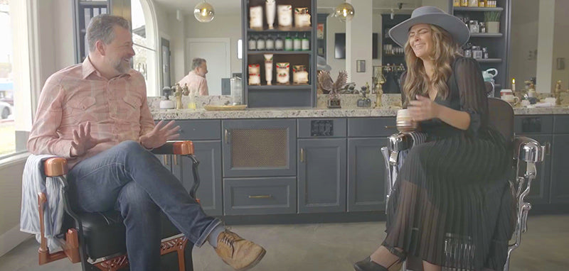 Daniela and Jeremy laughing during their Proraso interview