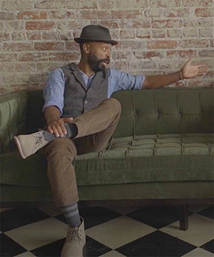 Woody talking about the concept for The Barbershop Club