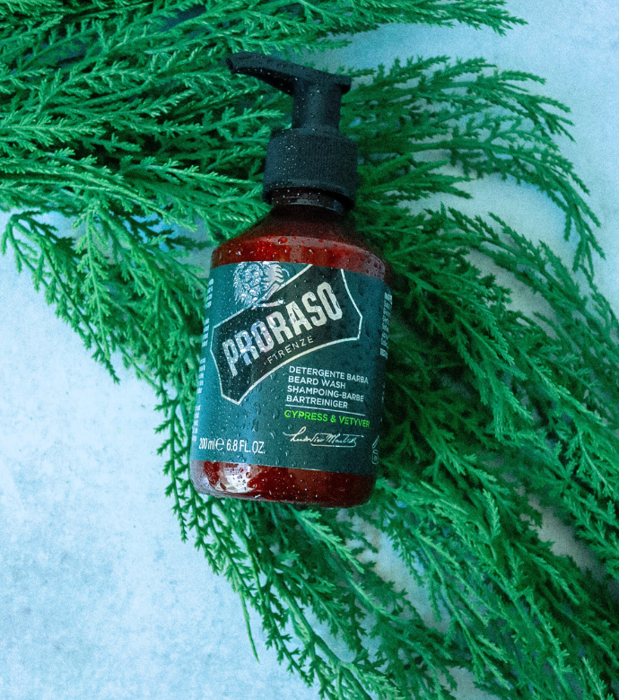 Cypress & Vetyver Beard Wash on Cypress branch 