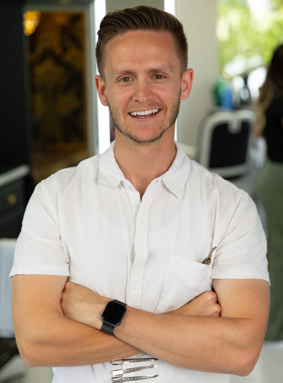 Barber James Terry in his barbershop 